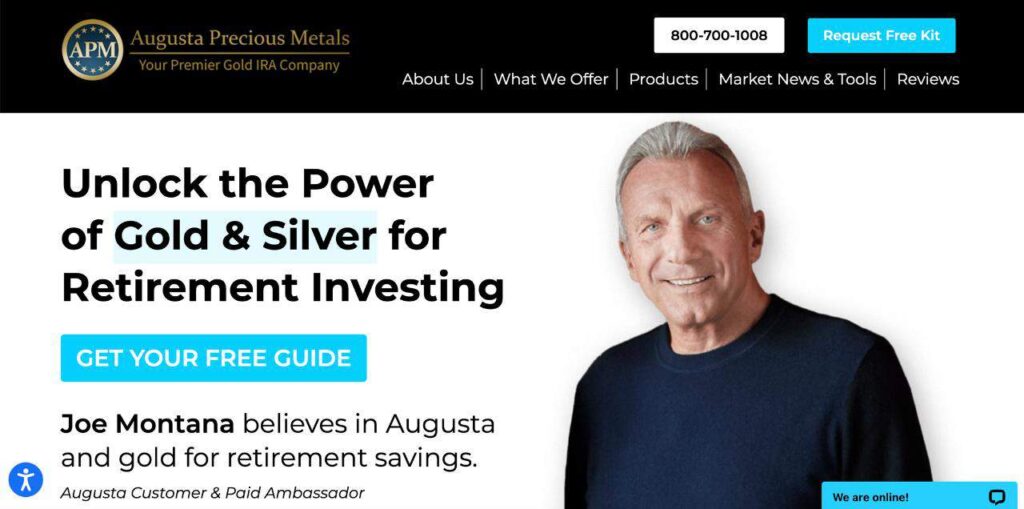 a screenshot of the Augusta Precious Metals homepage